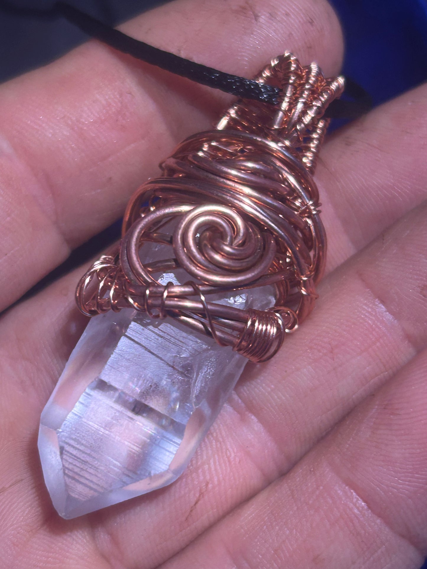 Lemurian crystal pendant