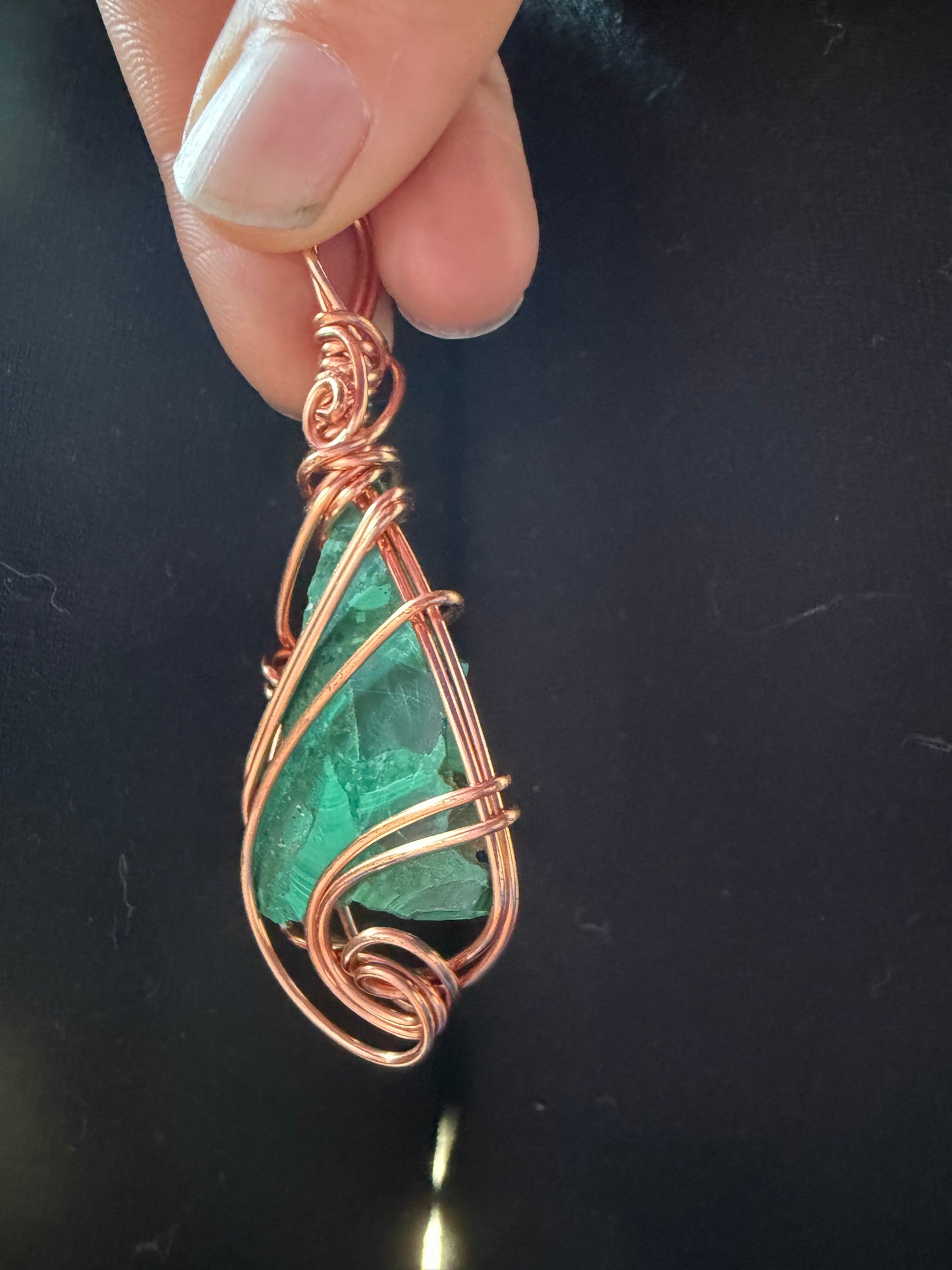 Malachite Spiral Shield Talisman