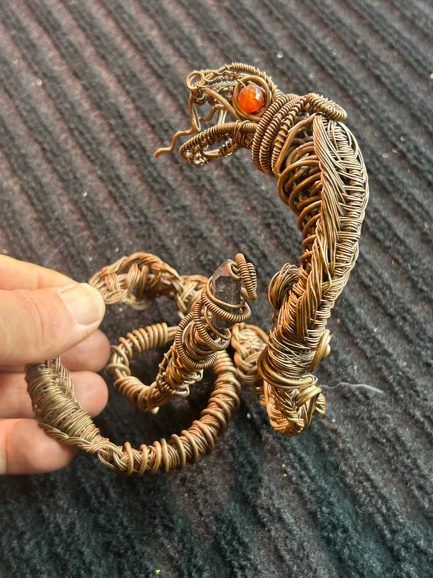 Kundalini copper cobra sculpture