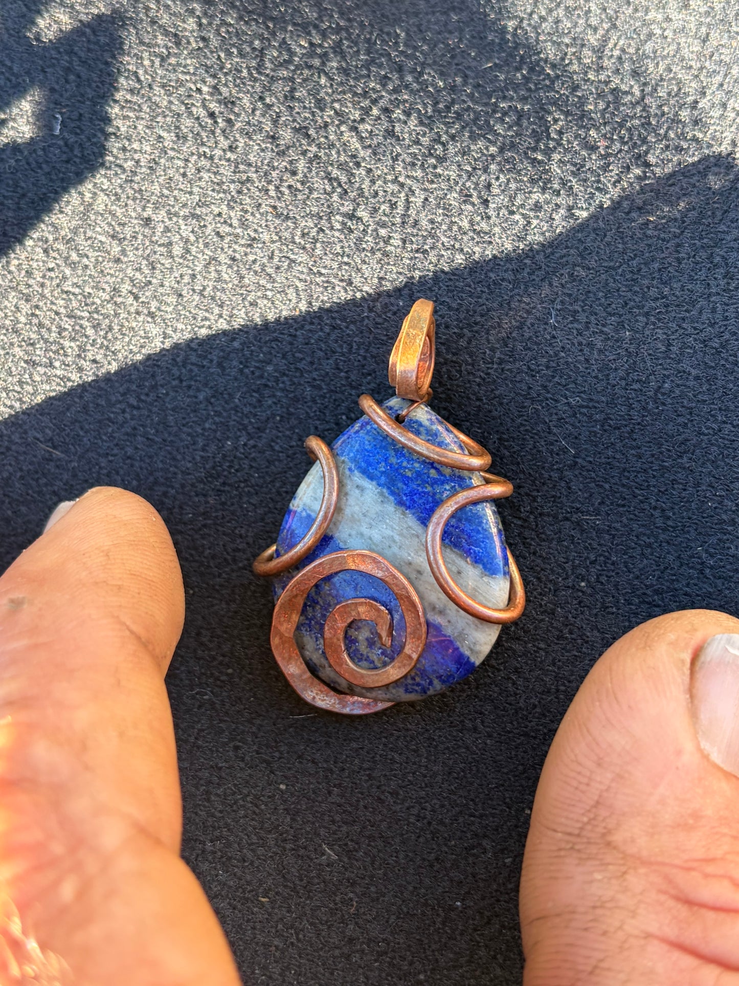 Lapis lazuli copper pendant
