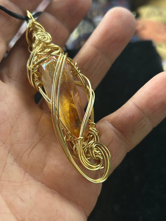 Tangerine Quartz crystal pendant ￼