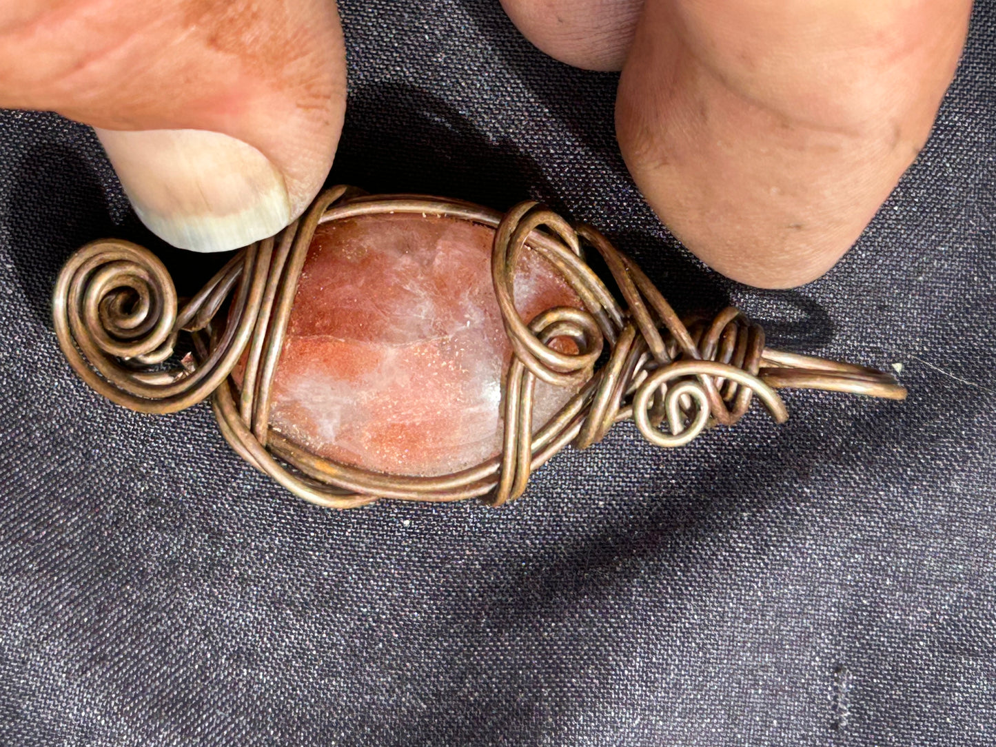 Sunstone copper pendant