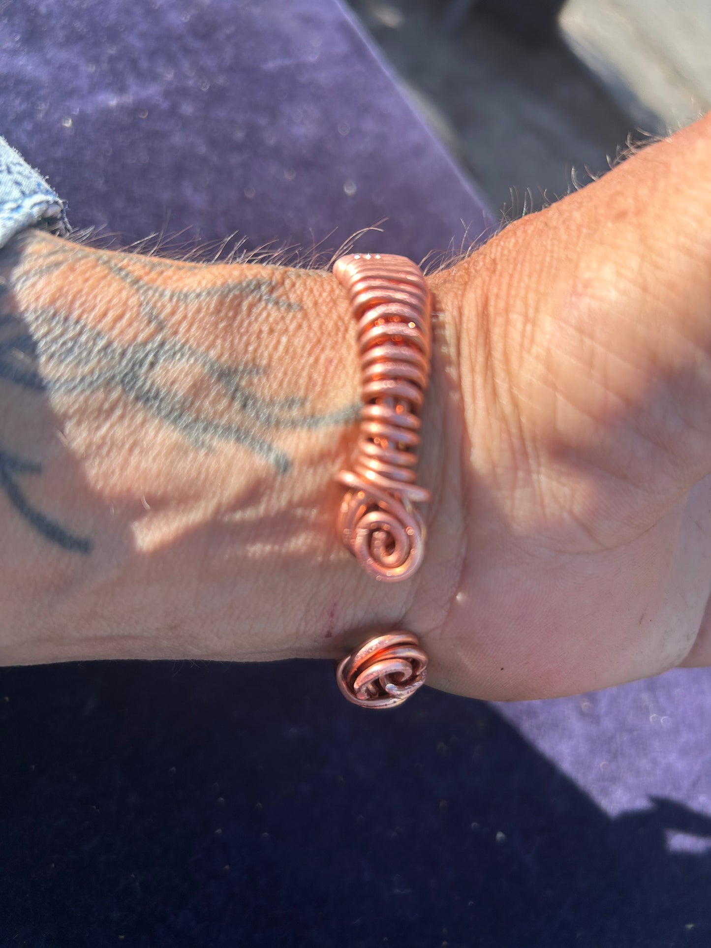 spiral, untreated, copper, healing, support bracelet￼