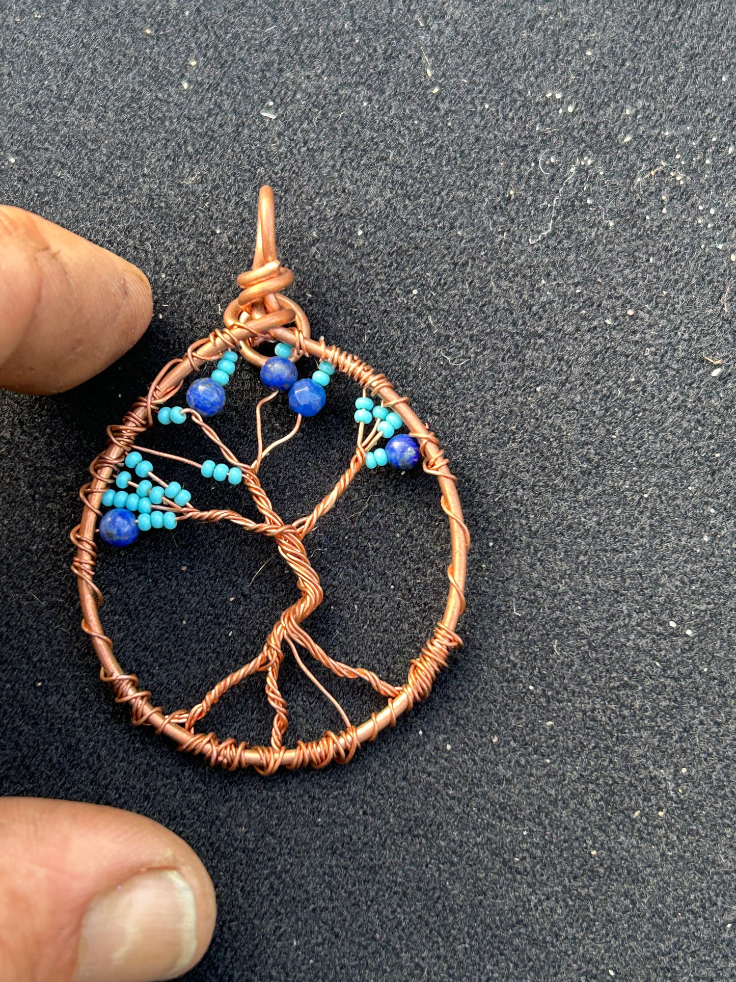Blue family tree of life pendant