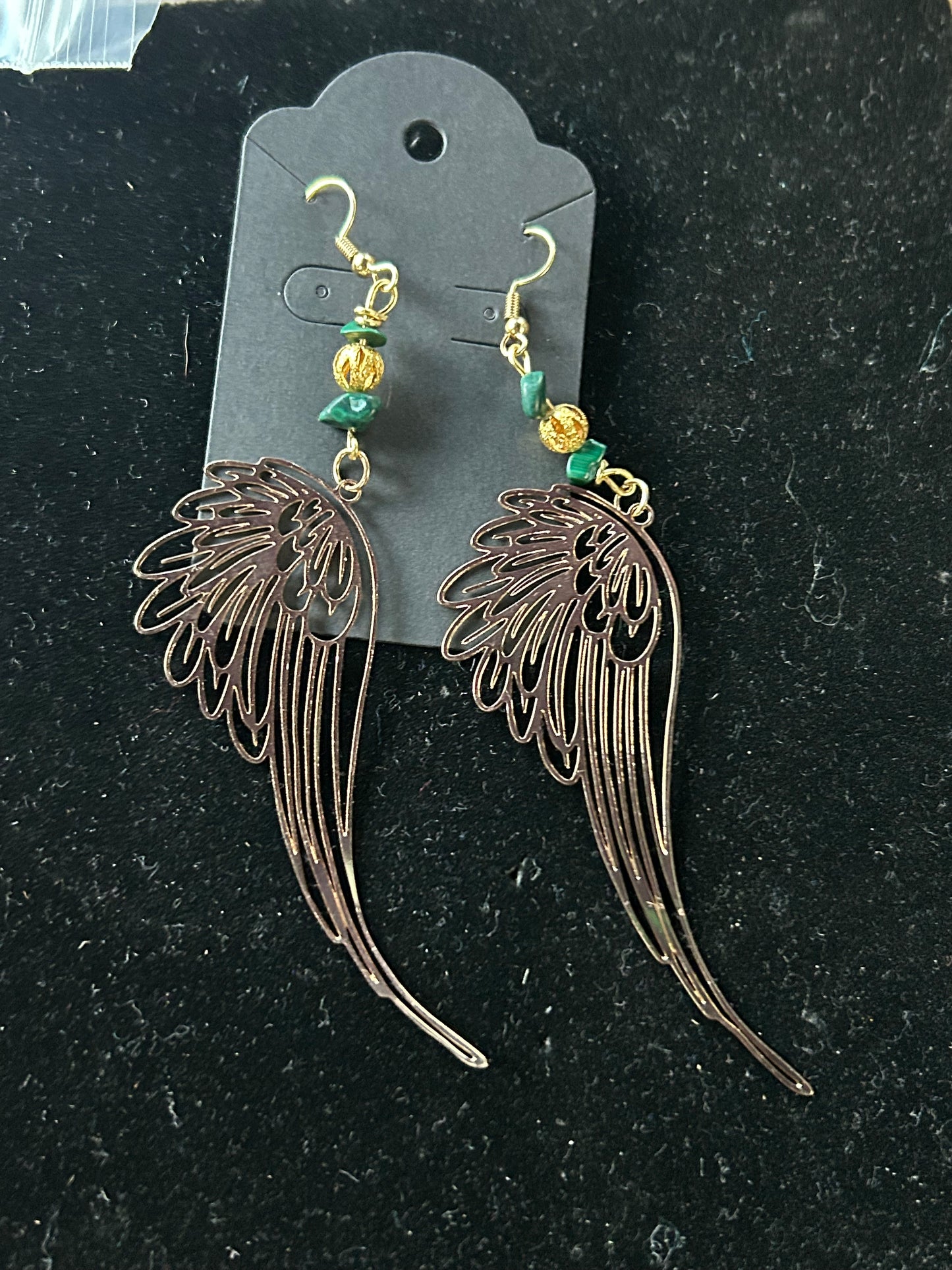 Winged Malachite earrings ￼