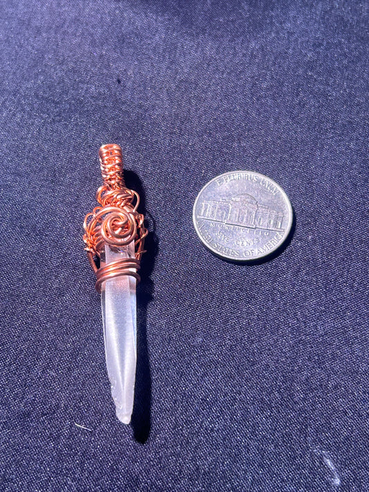 Lemurian quartz pointer pendant