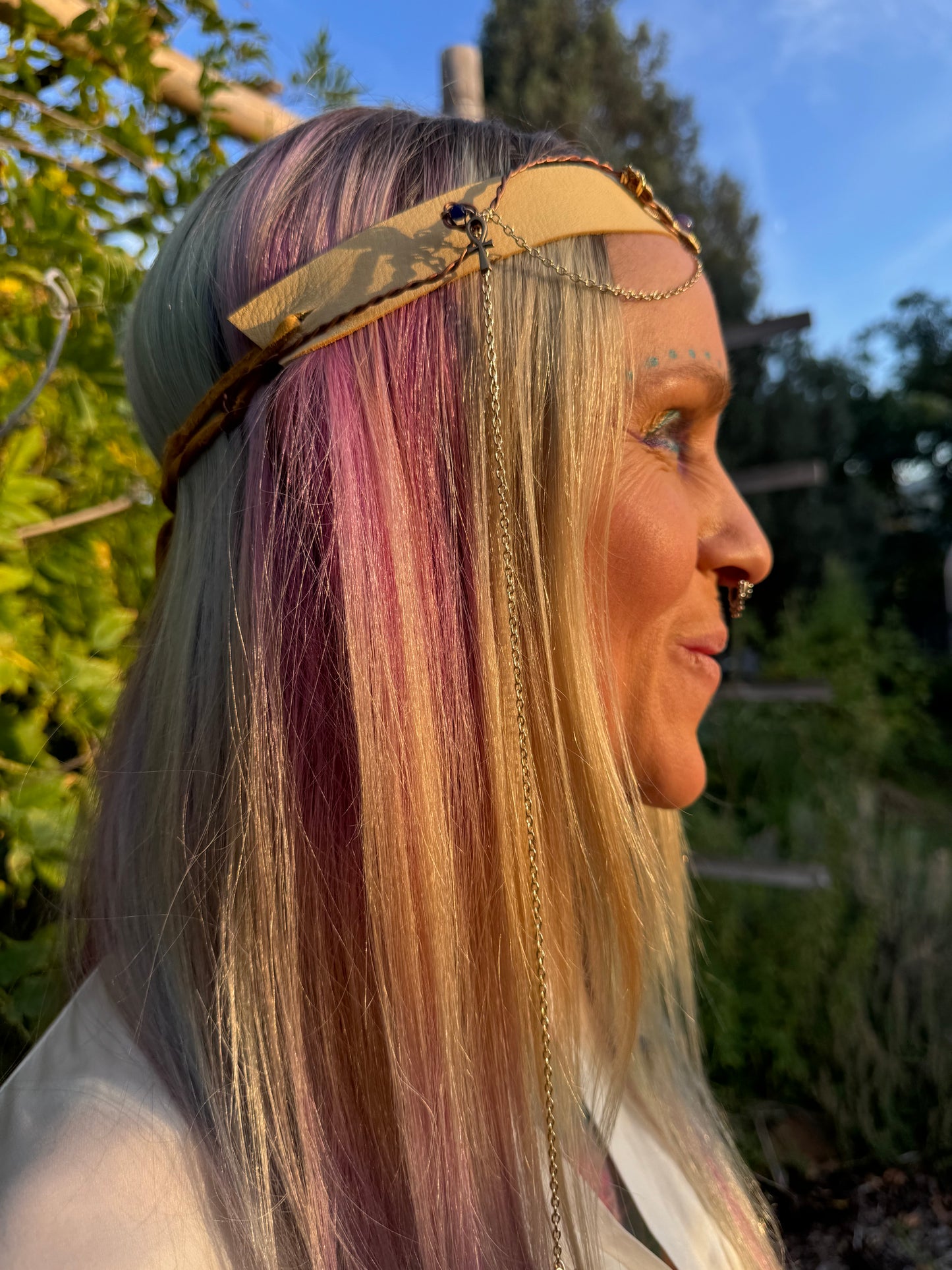 Kundalini awakening leather head band crown