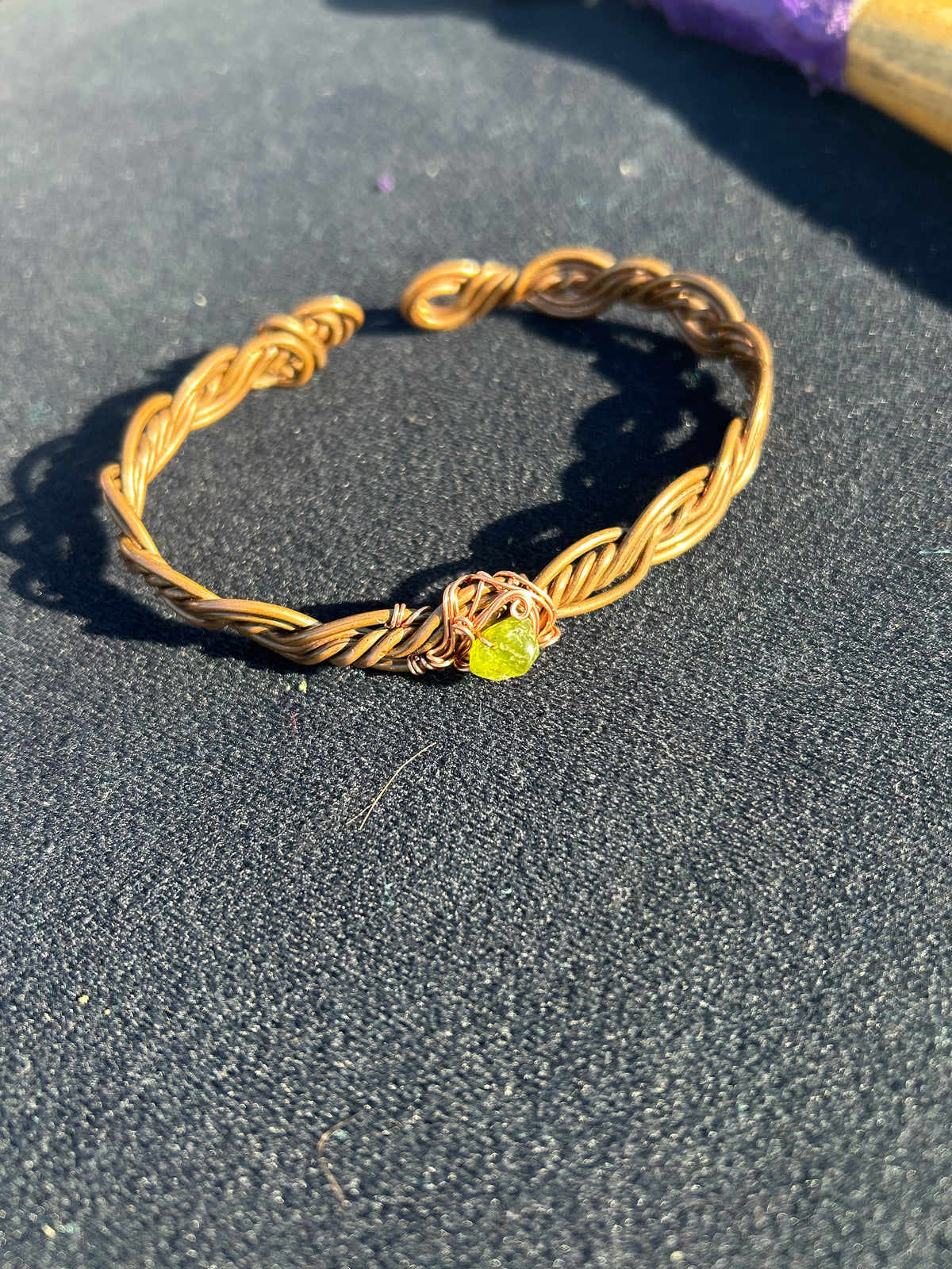 Peridot copper bracelet for arthritis