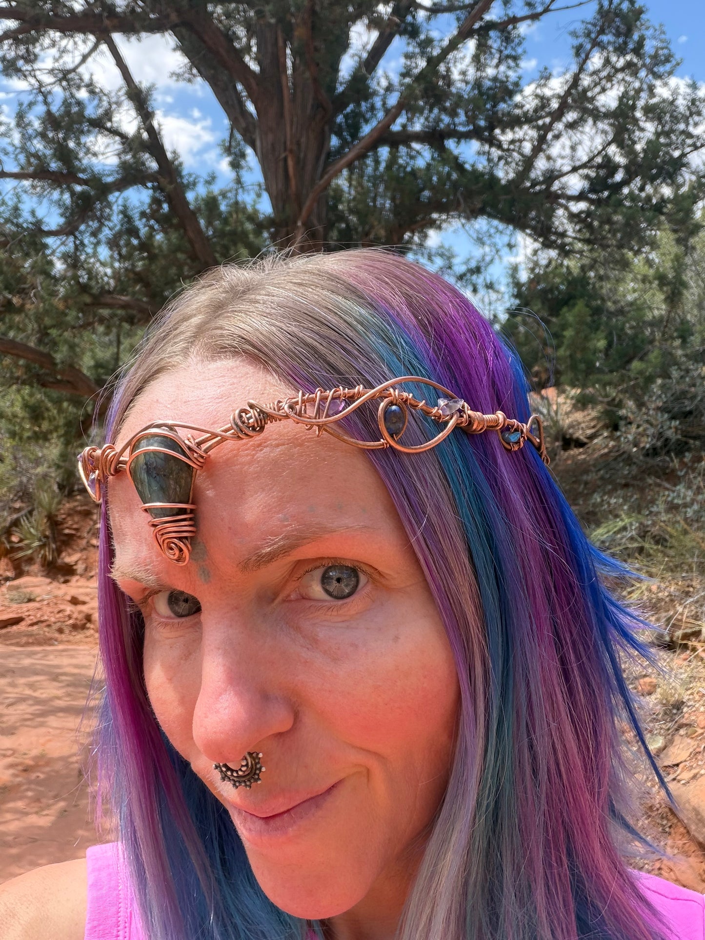 Copper labradorite Headpiece