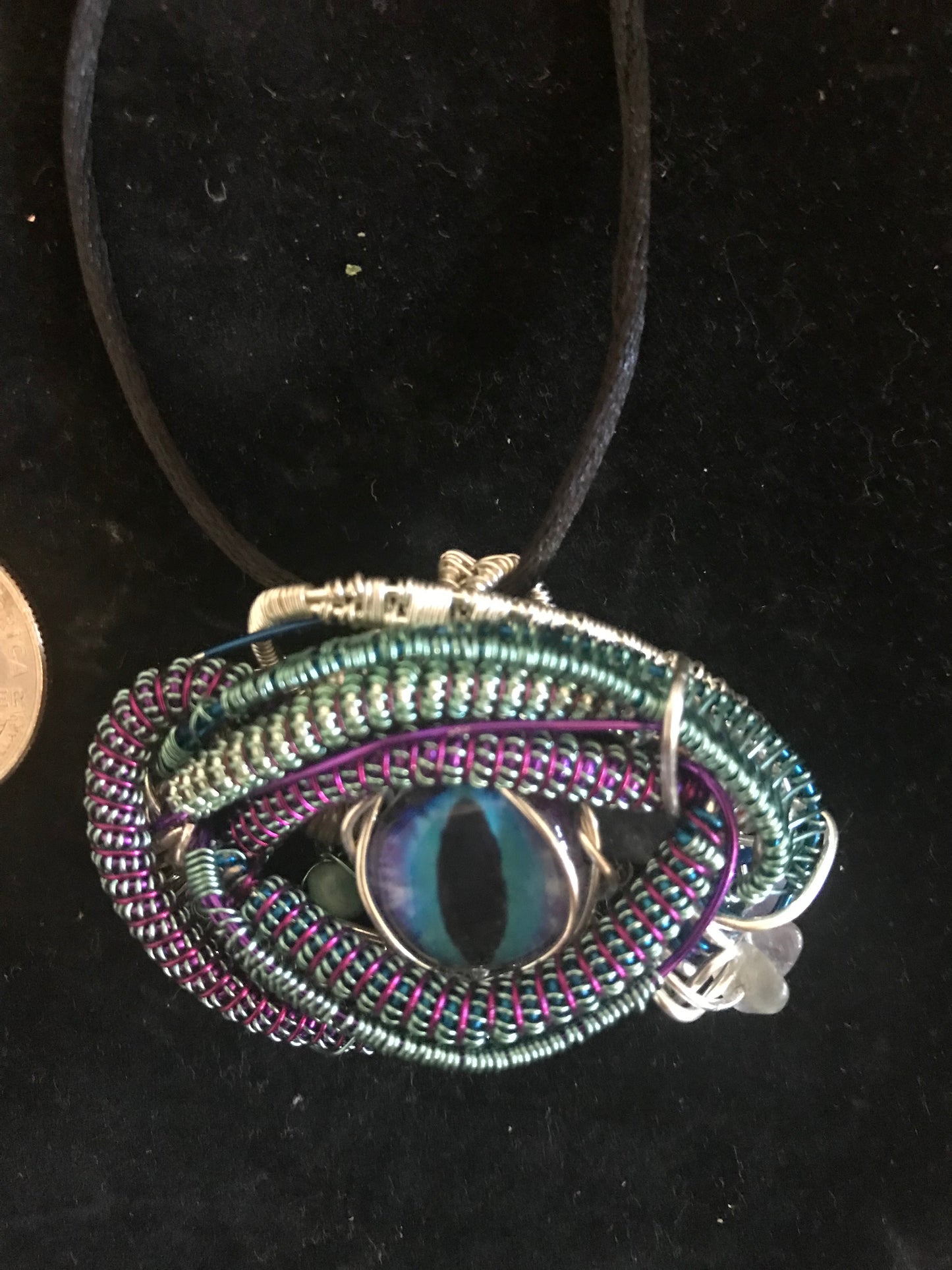 3rd eye wire wrapped gemstone amulet