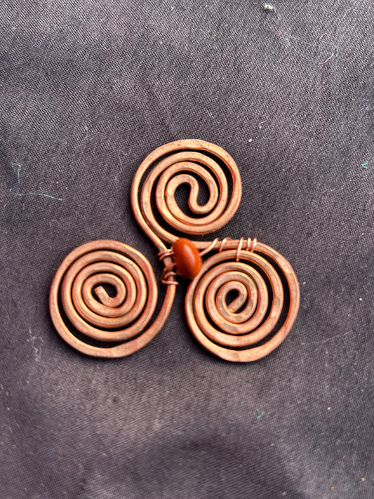 Triple spiral with Jasper center necklace pendant ￼