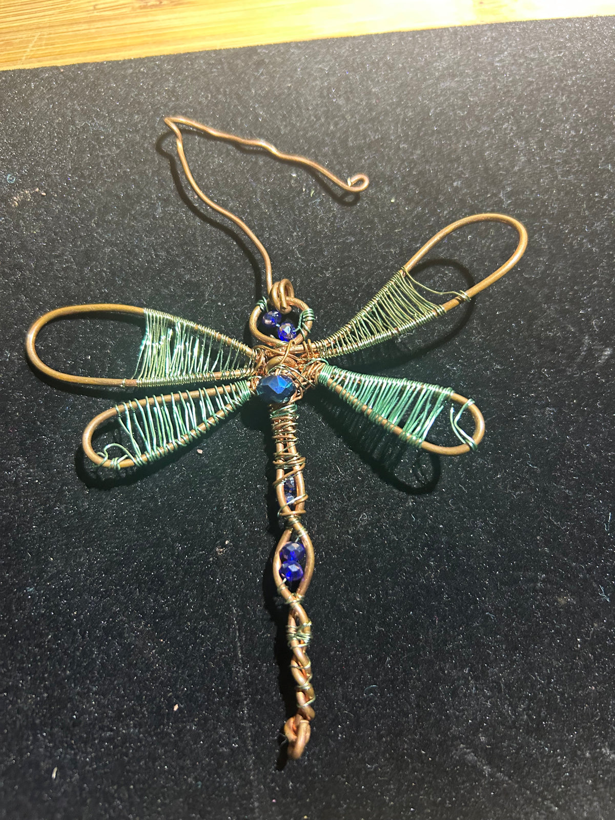 Home decor, dragonfly, art made out of copper and crystals