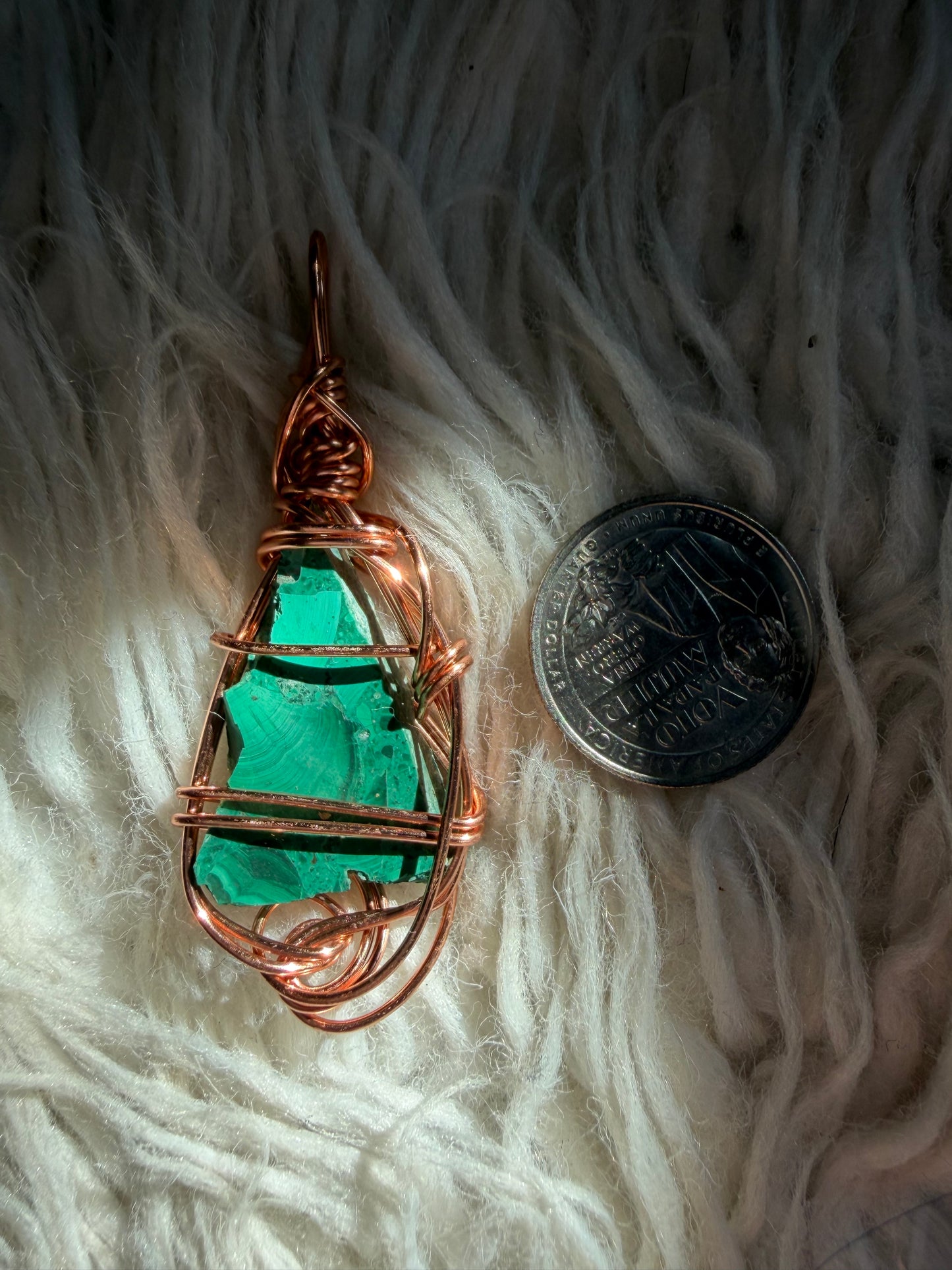 Malachite Spiral Shield Talisman