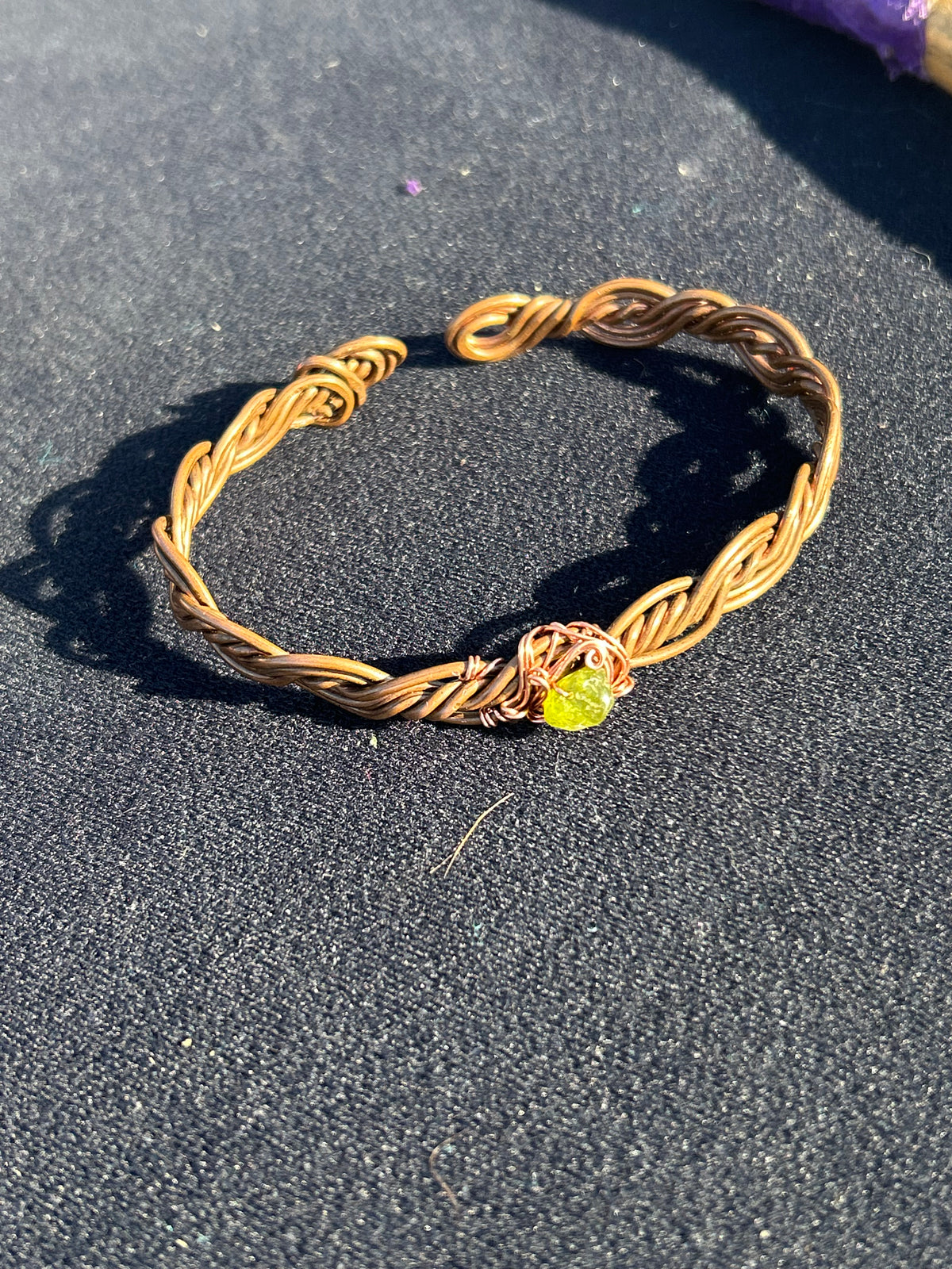 Peridot copper bracelet for arthritis