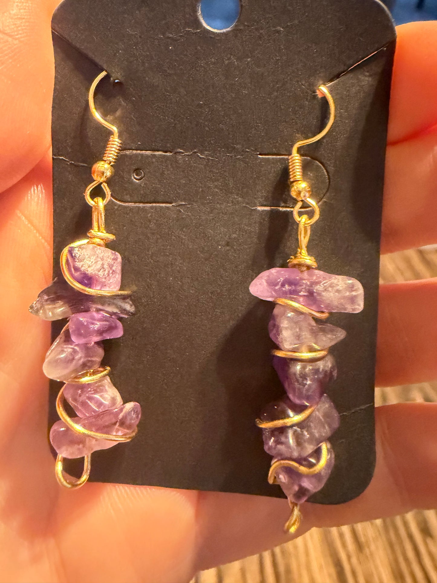 Amethyst brass earrings