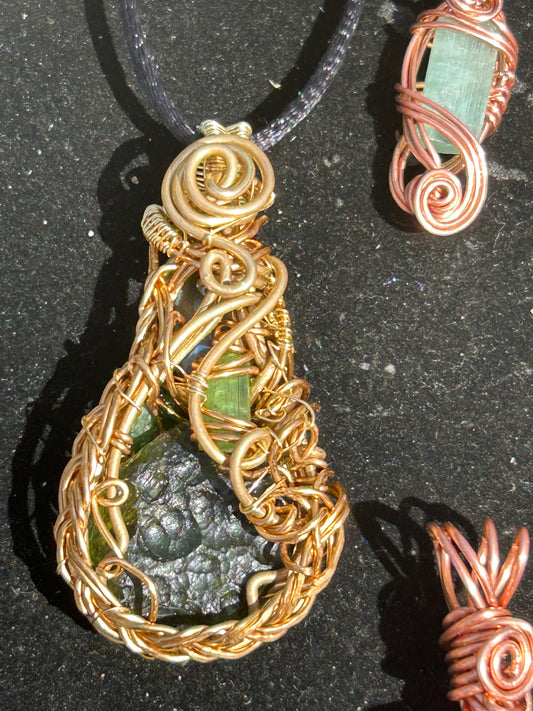 Moldavite space glass gem pendant