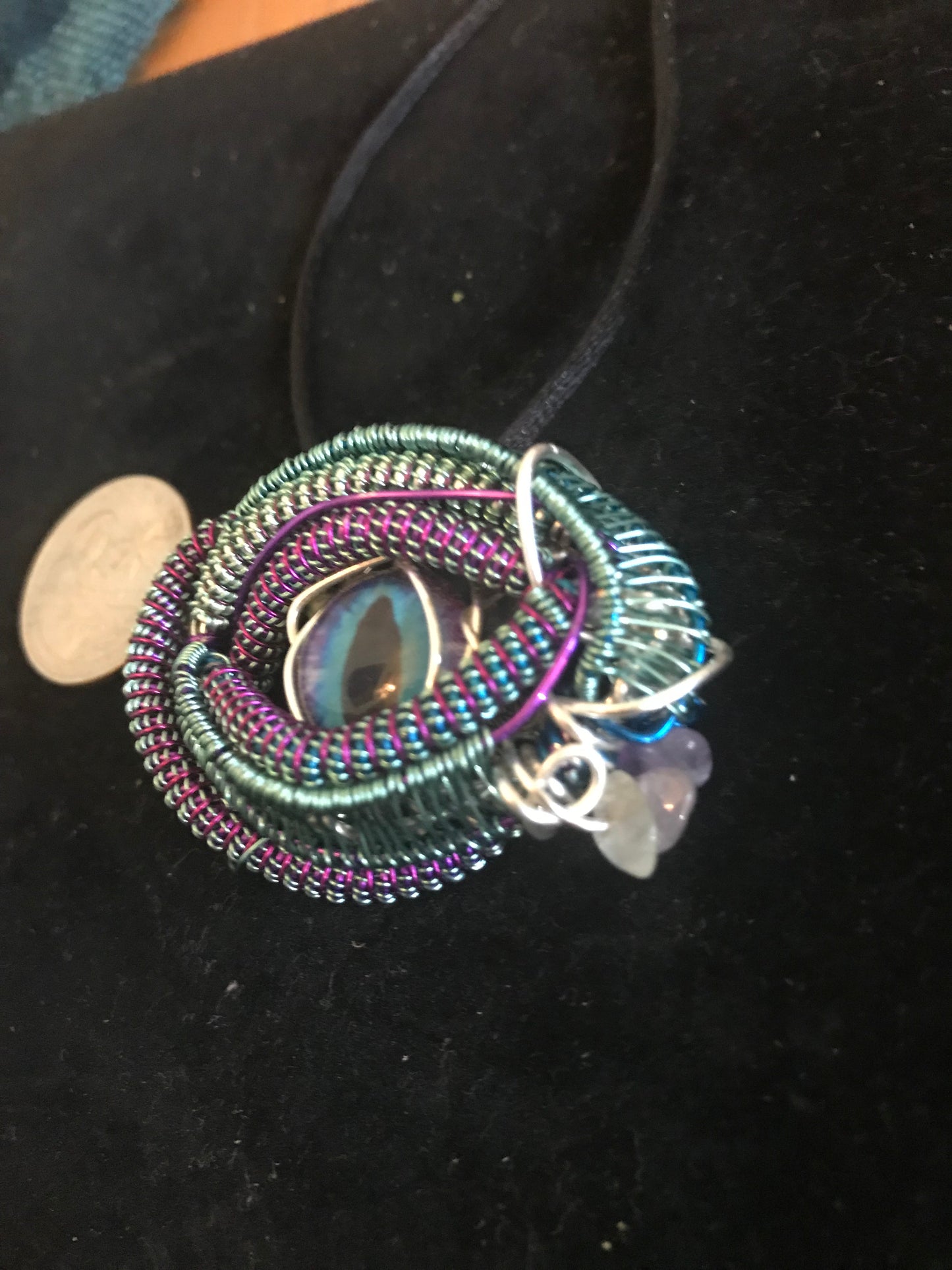 3rd eye wire wrapped gemstone amulet