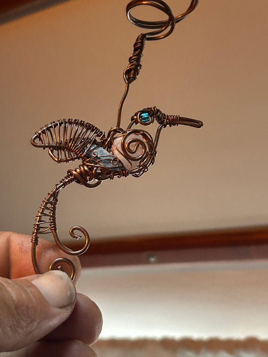 Hummingbird suncatcher, copper gemstone