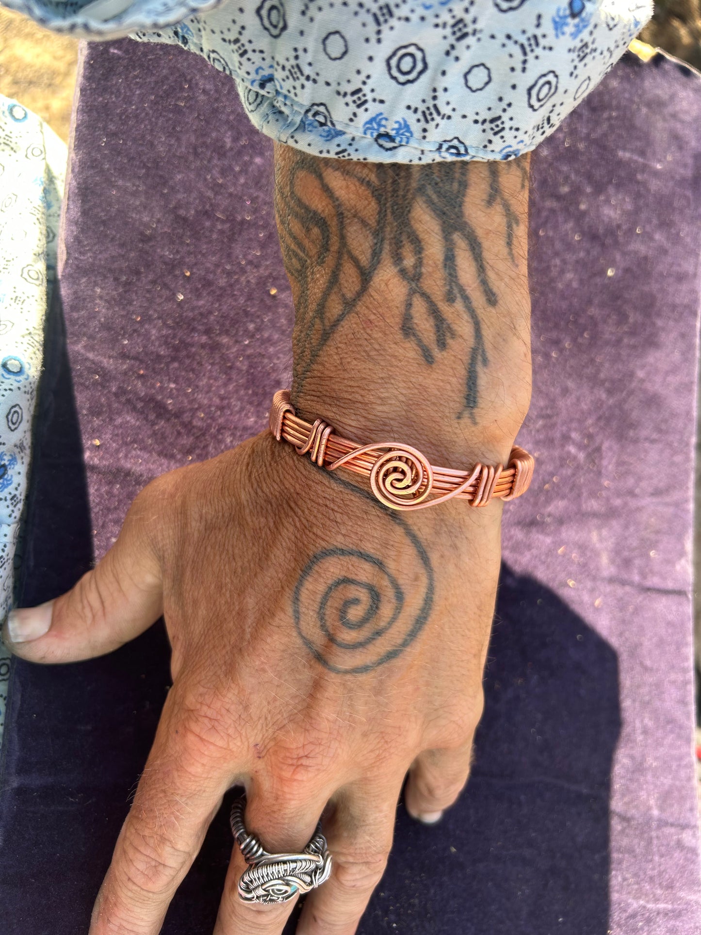 spiral, untreated, copper, healing, support bracelet￼