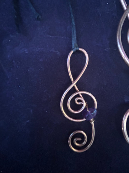 Amethyst music note pendant