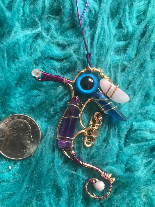 Handmade Purple & blue seahorse decor & holiday ornament
