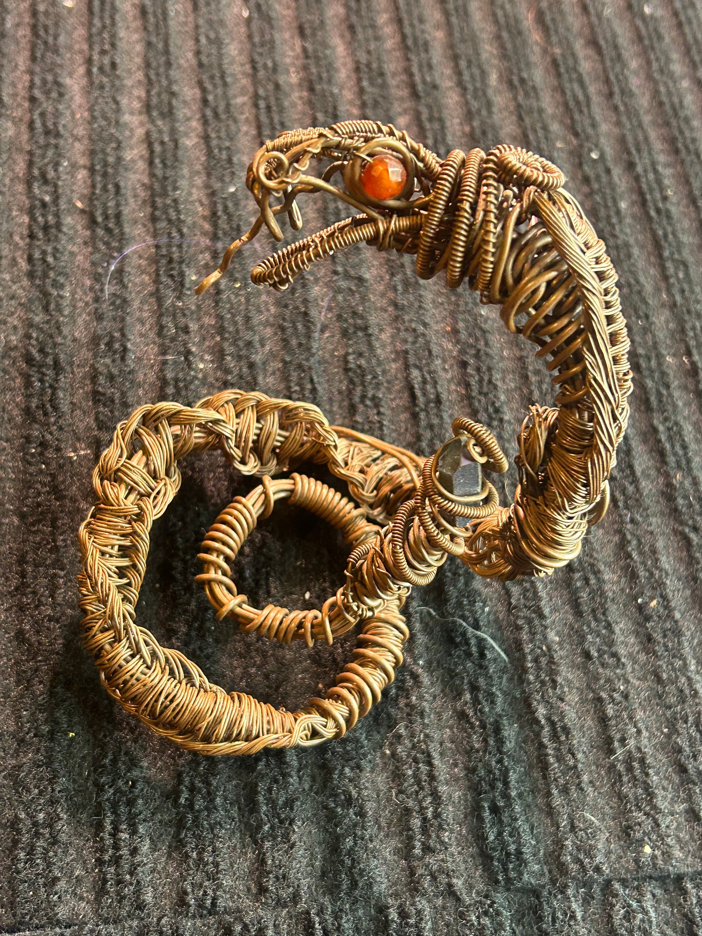 Kundalini copper cobra sculpture