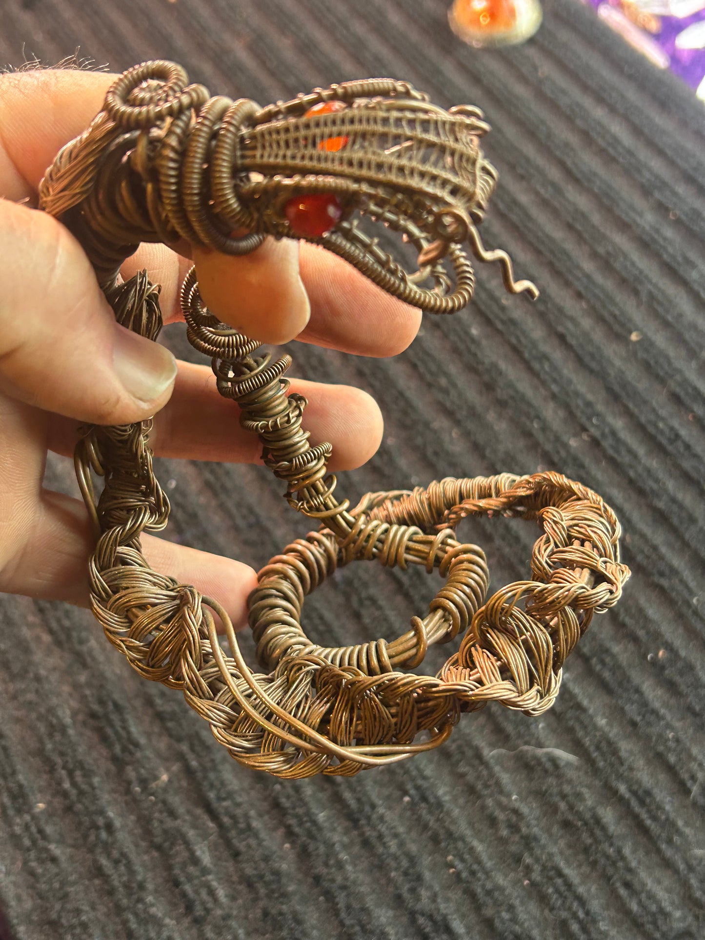 Kundalini copper cobra sculpture