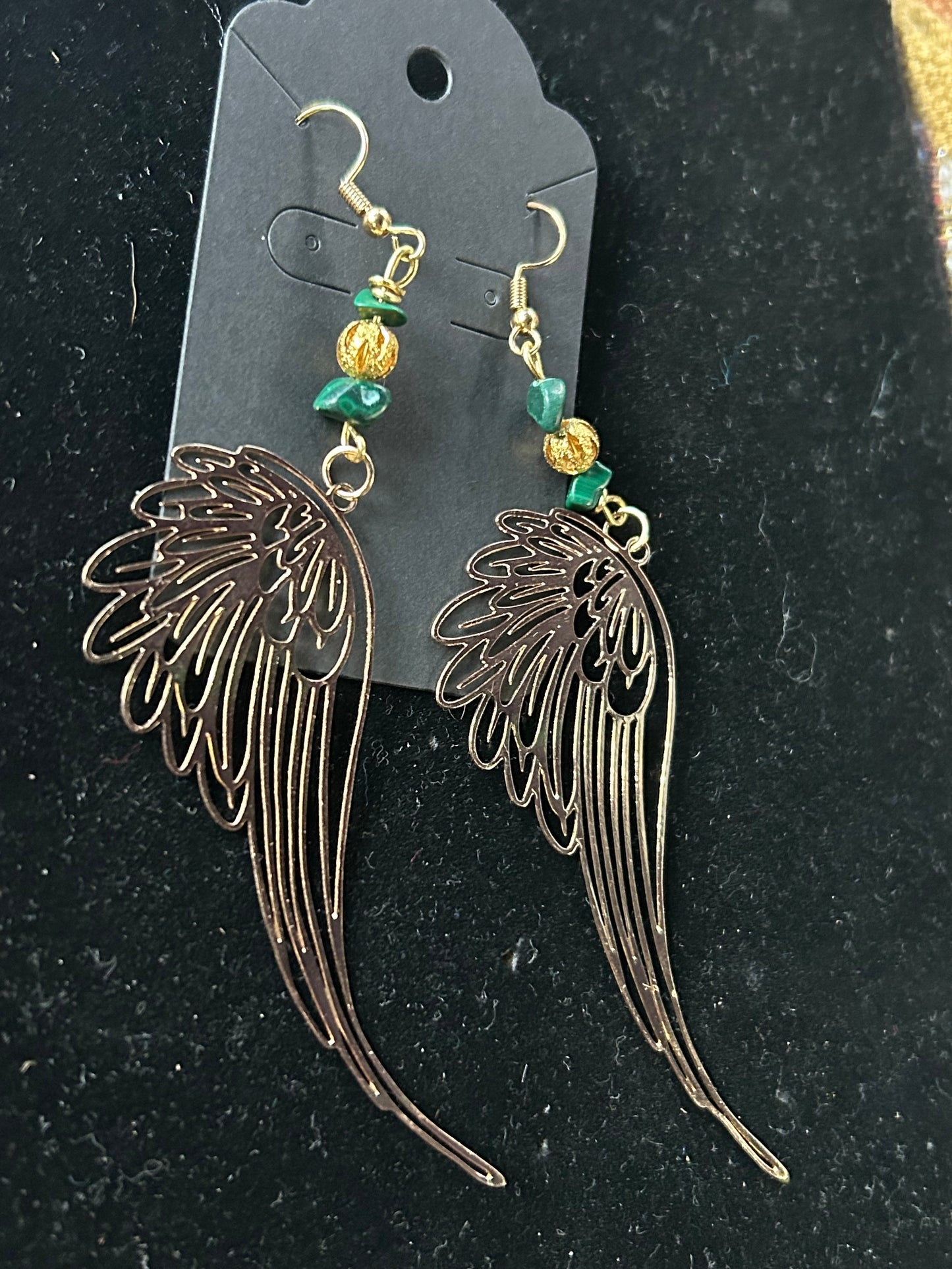 Winged Malachite earrings ￼