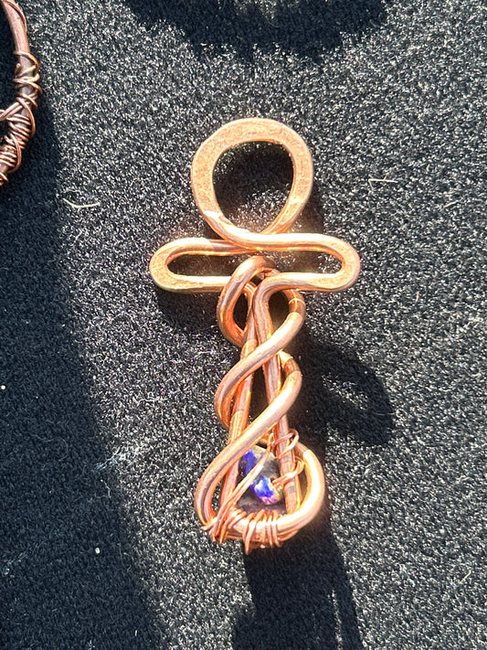 Lapis lazuli copper Egyptian Ankh pendant ￼