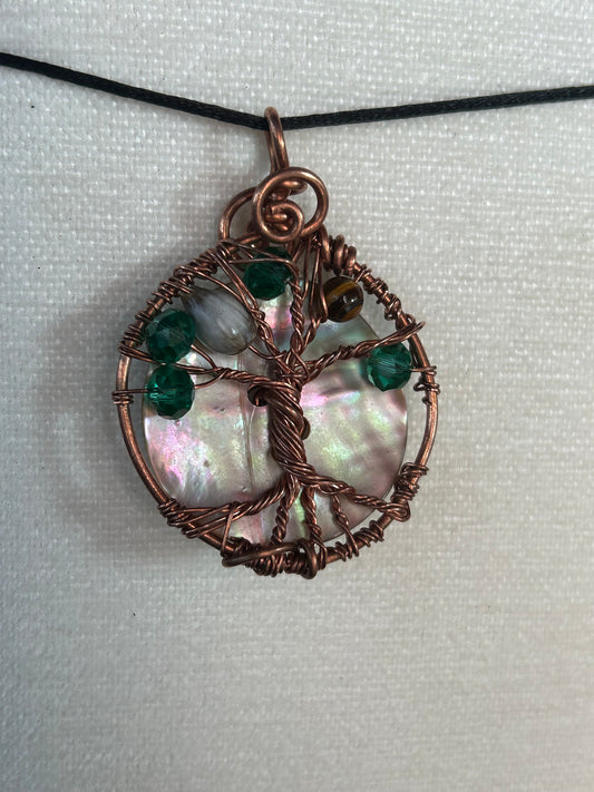 Tree of life pendant with anabalone shell