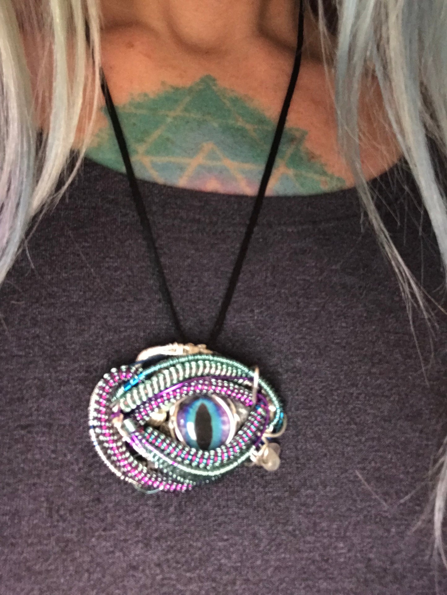 3rd eye wire wrapped gemstone amulet