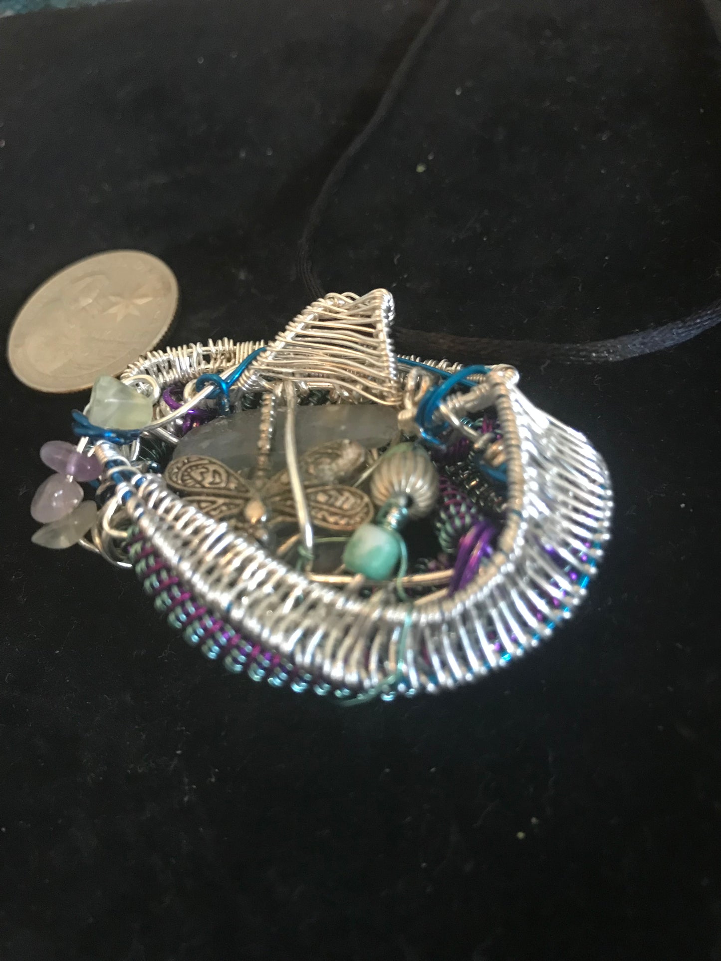 3rd eye wire wrapped gemstone amulet