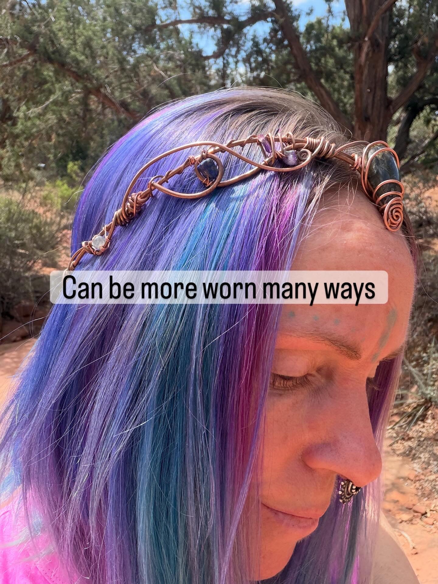 Copper labradorite Headpiece