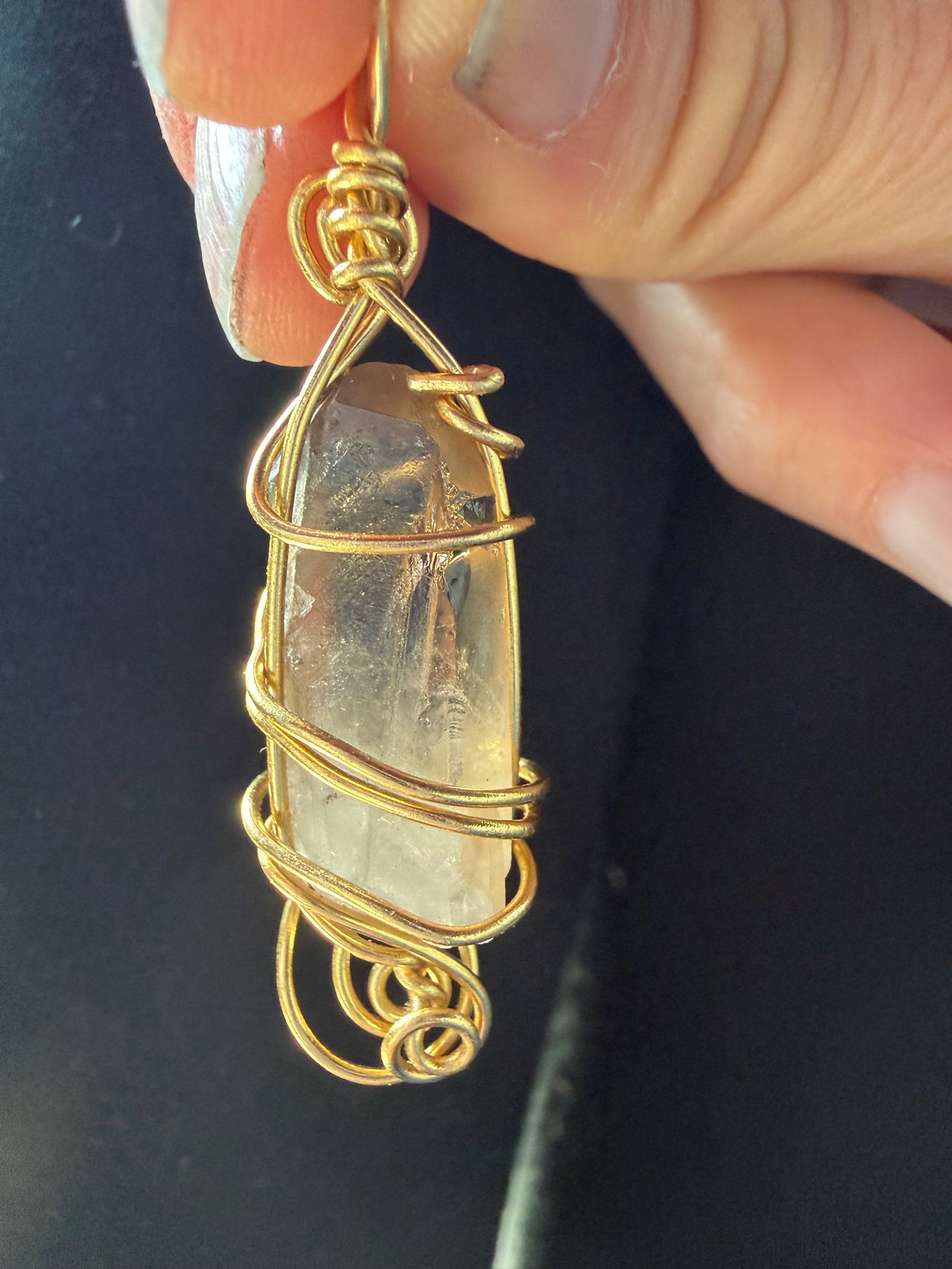 Brass Shield Smoky Quartz Talisman