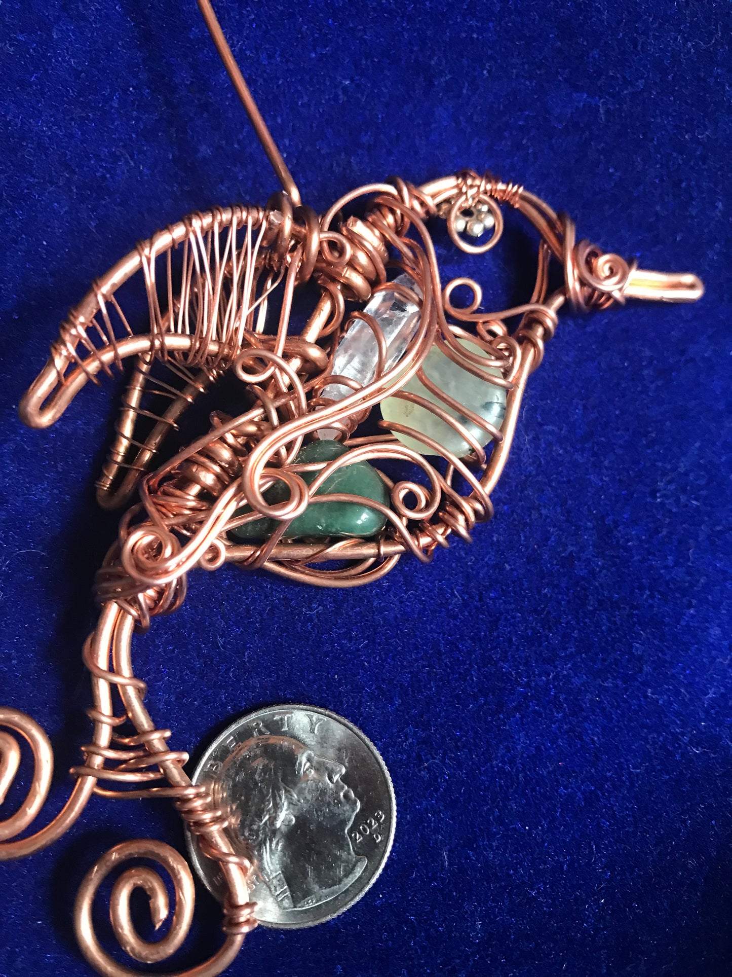 Copper gemstone bird decor & Christmas tree ornament