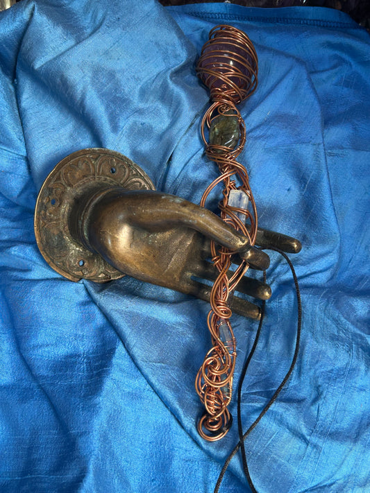 Vortex, spiraling, amethyst magic wand for healing support ￼