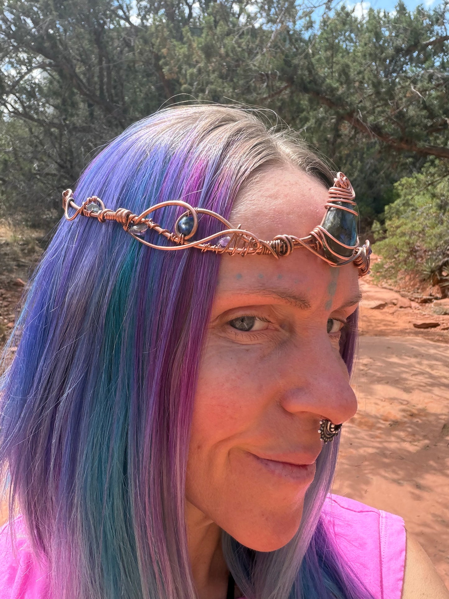 Copper labradorite Headpiece