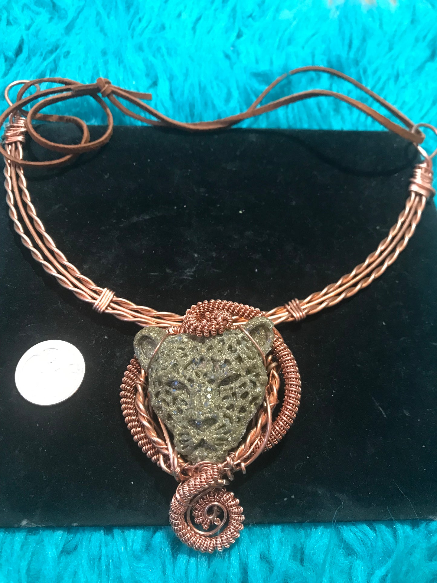 Jaguar orgonite copper amulet