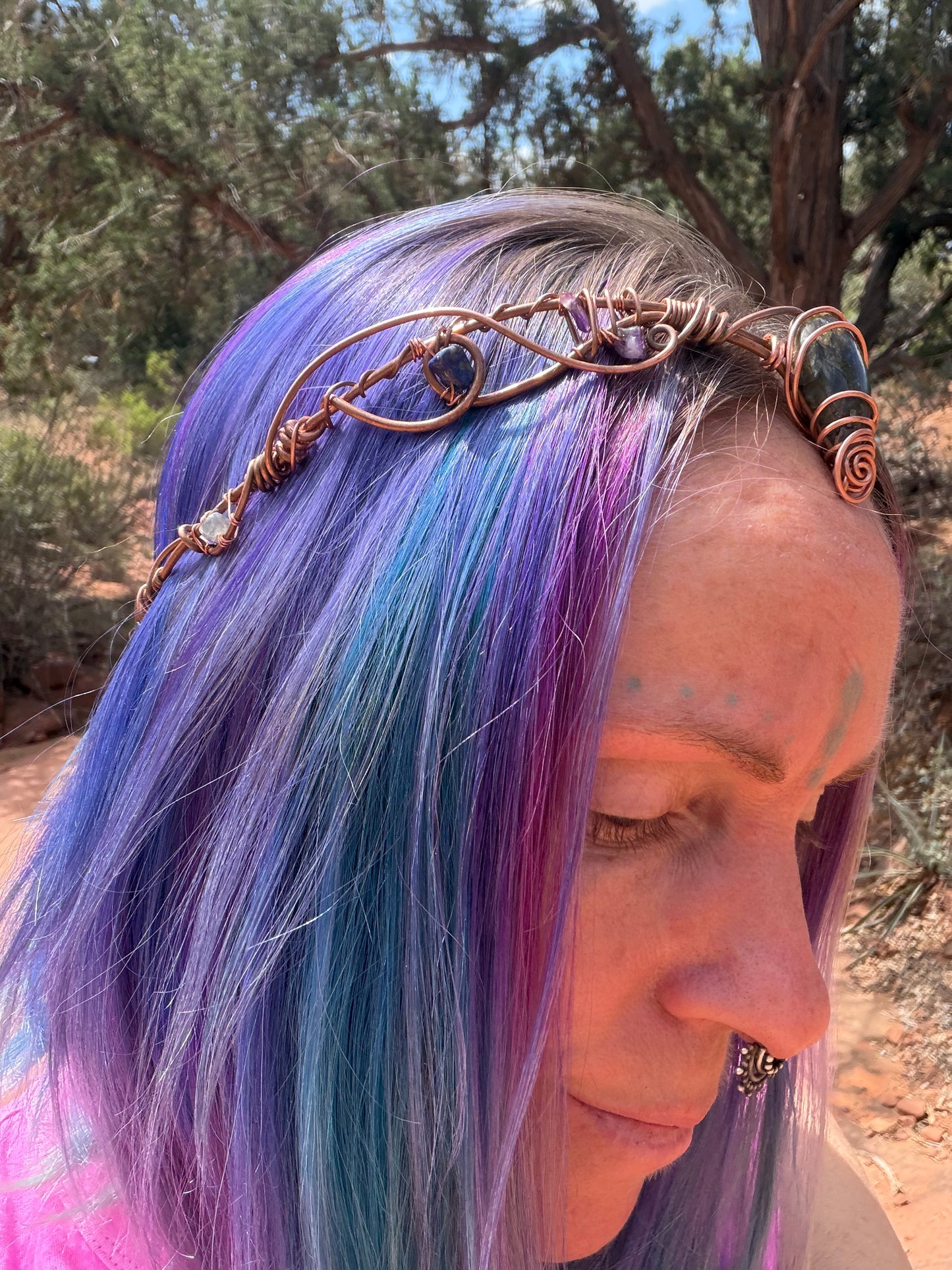 Copper labradorite Headpiece