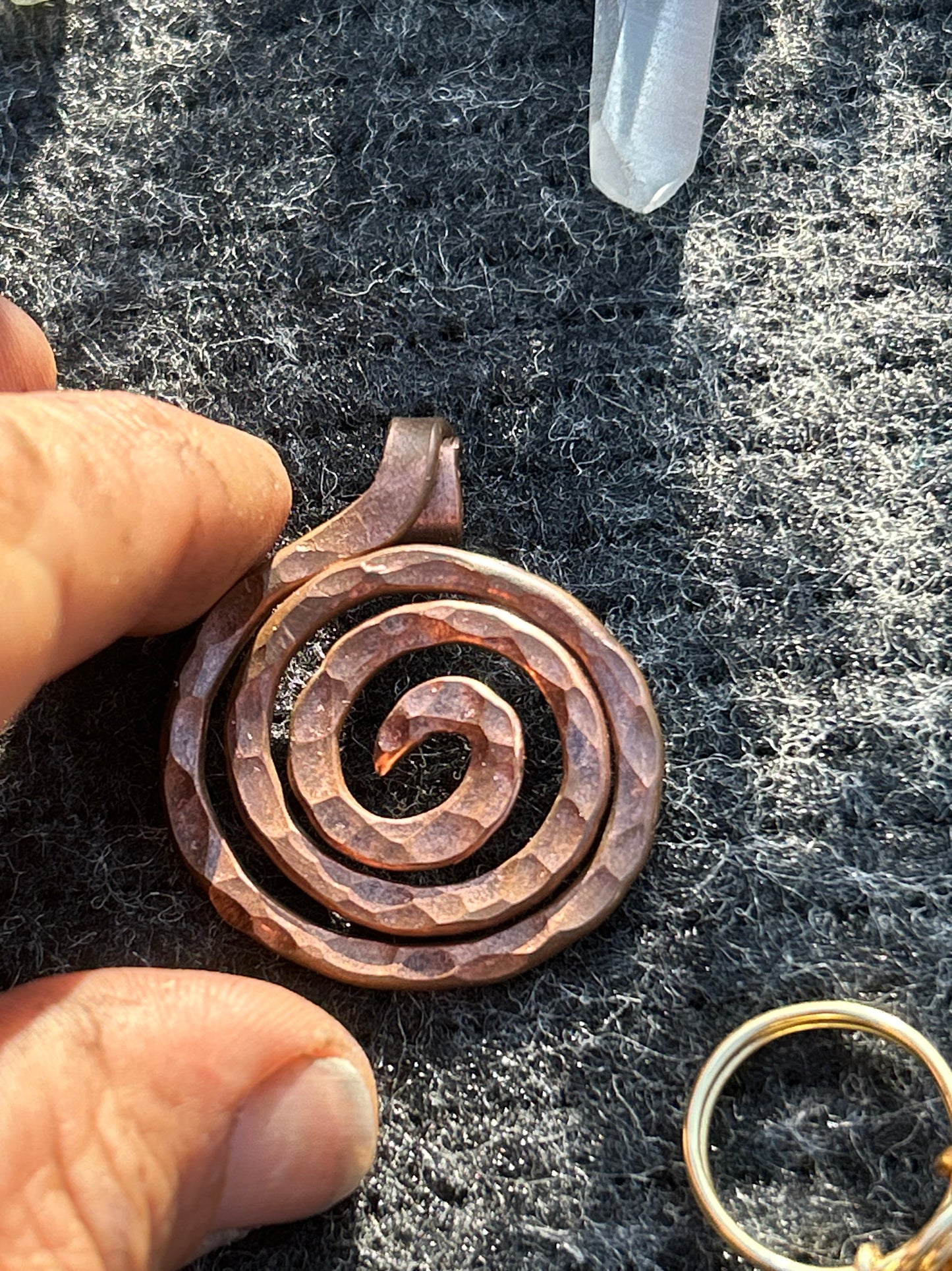 Copper pounded spiral of life necklace pendant ￼