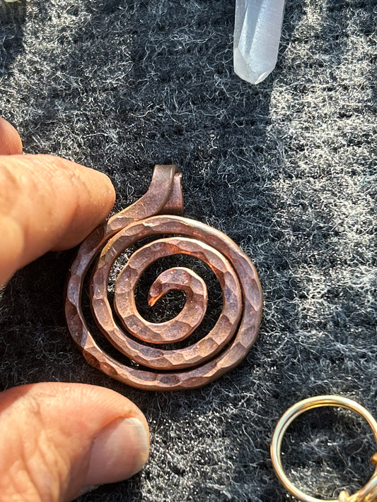 Copper pounded spiral of life necklace pendant ￼