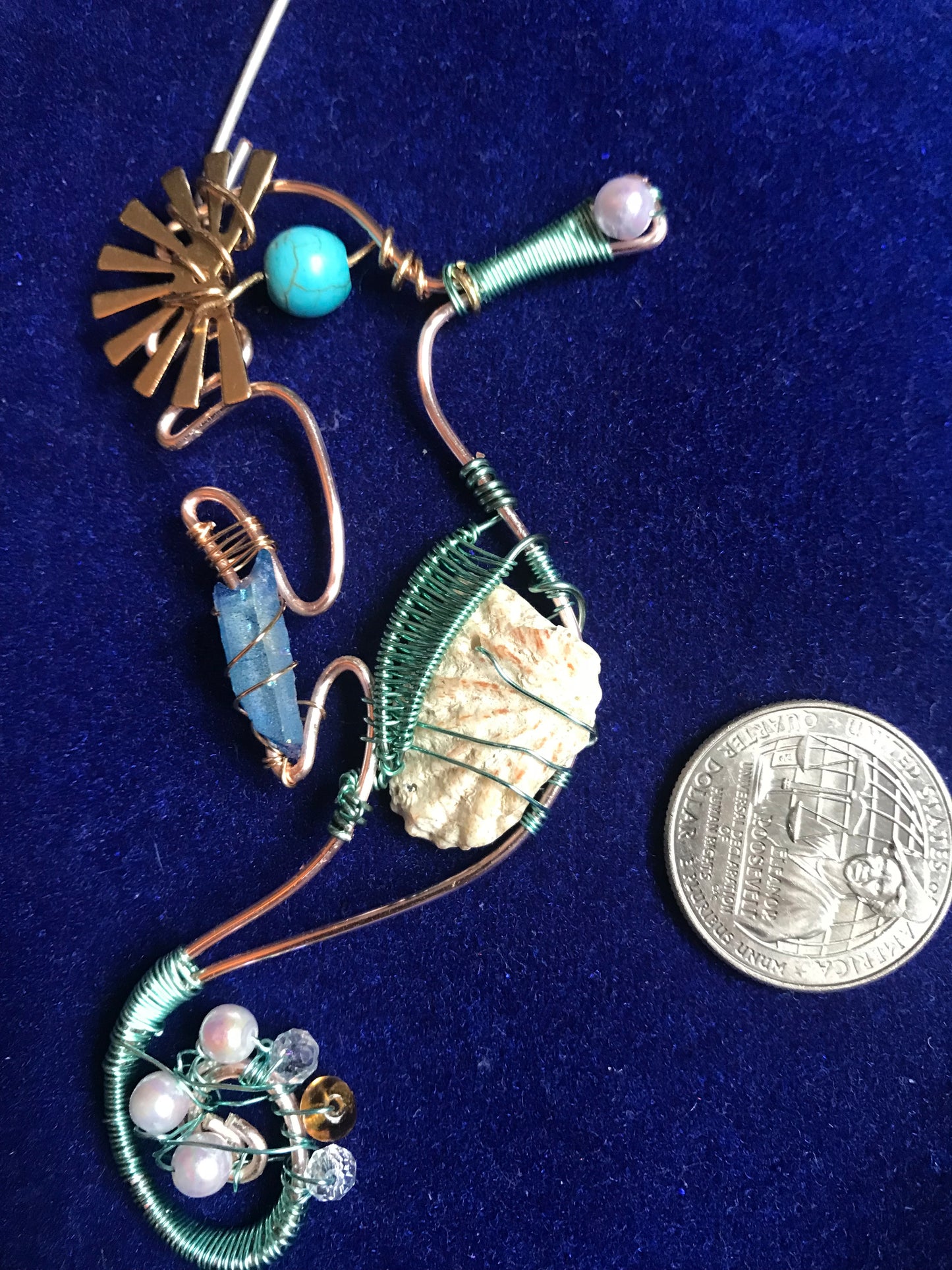 Seahorse gem & shell decor & Christmas tree ornament