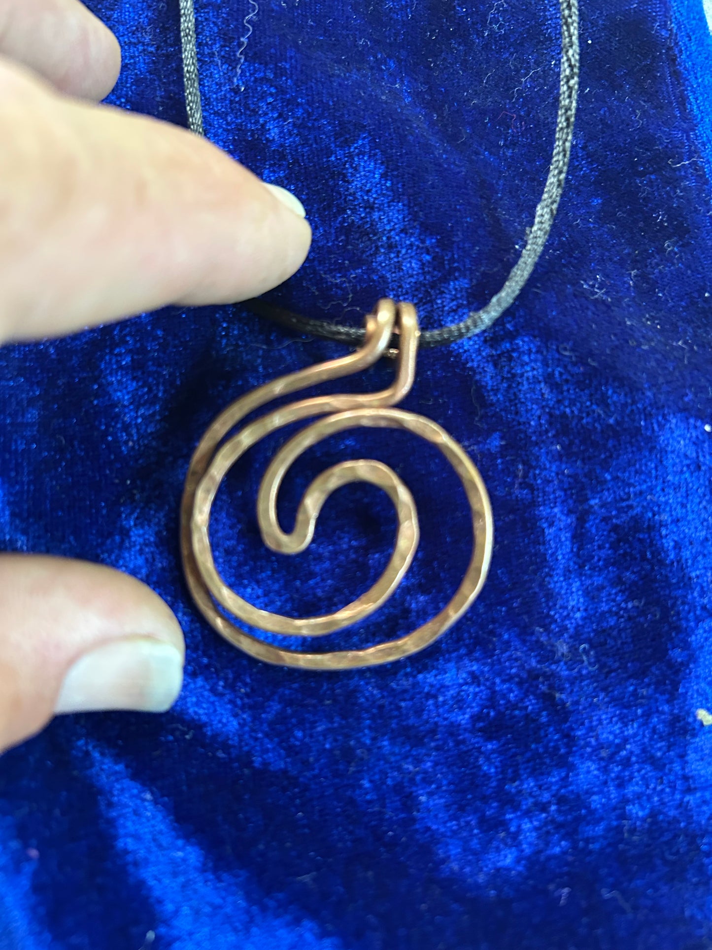 Copper flow waves necklace pendant
