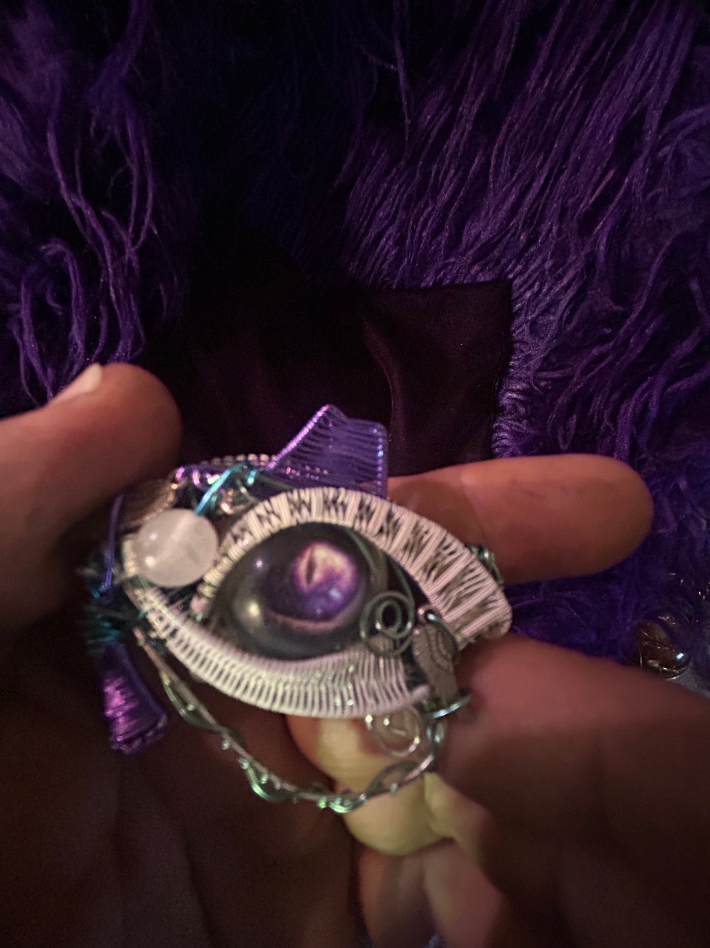 All seeing eye purple dragon of infinite possibilities pendant