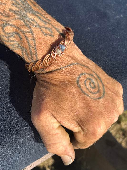 Blue kyanite copper bracelet for deflecting negativity