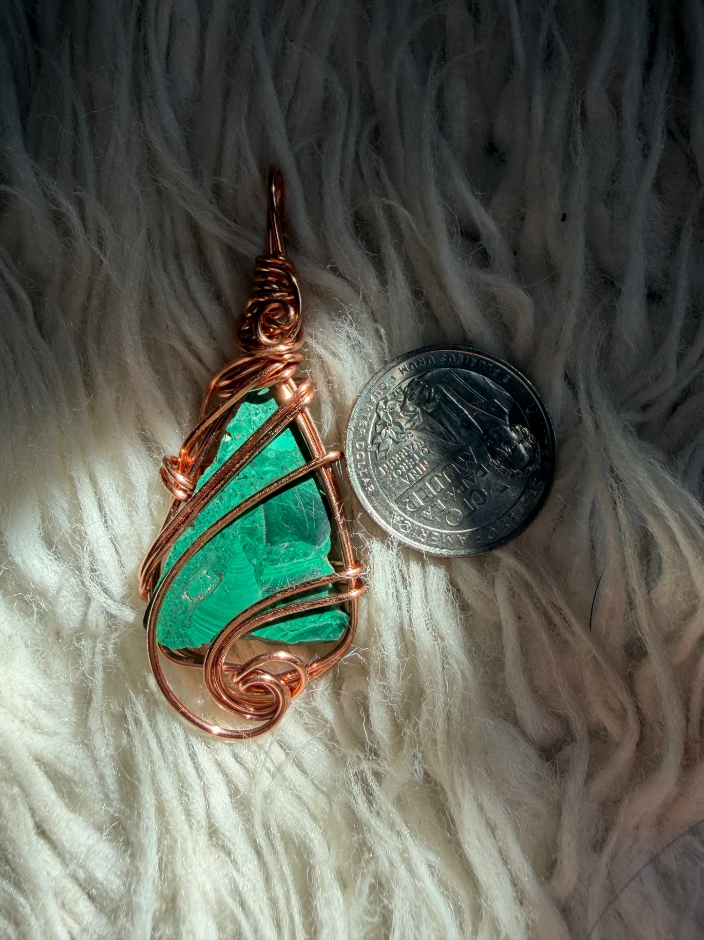 Malachite Spiral Shield Talisman