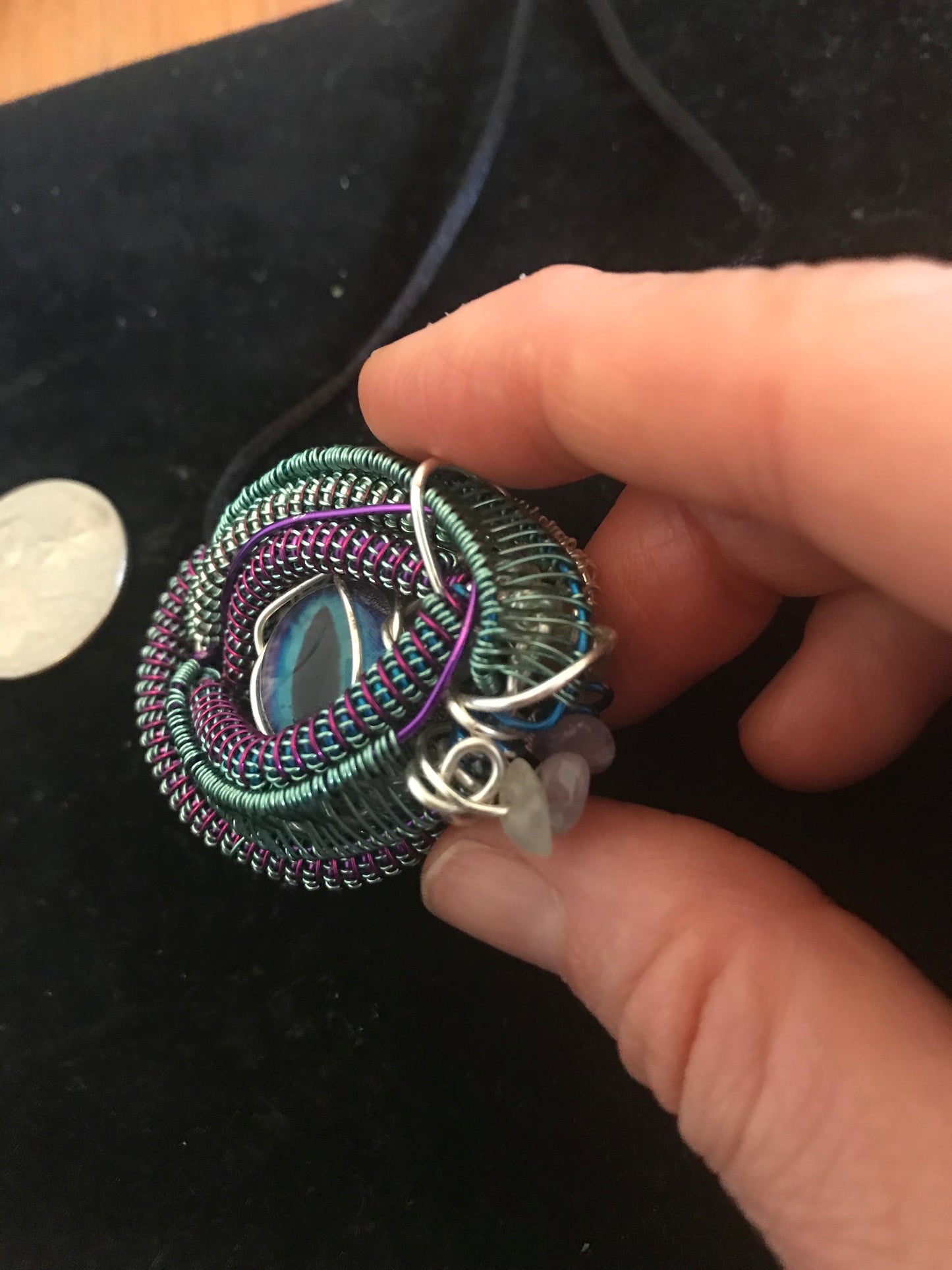 3rd eye wire wrapped gemstone amulet