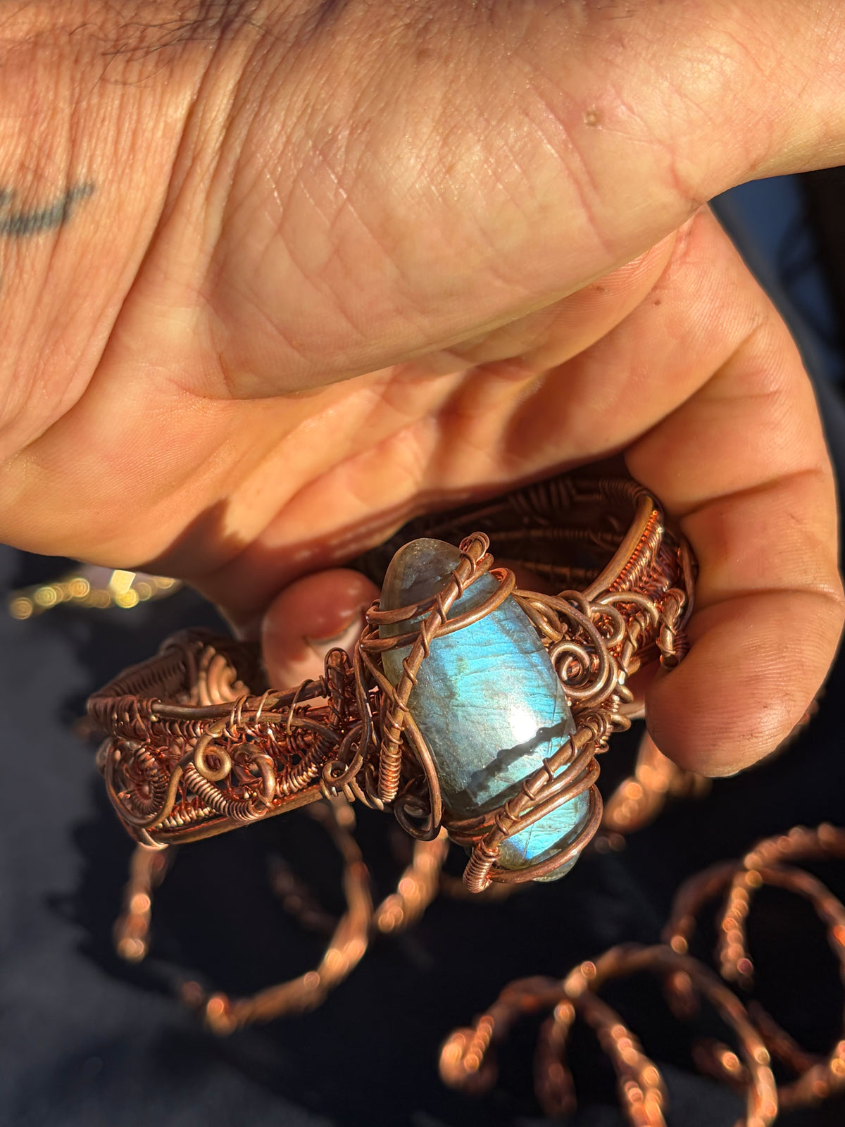Labradorite copper Paradot lapis lazuli emerald bracelet ￼