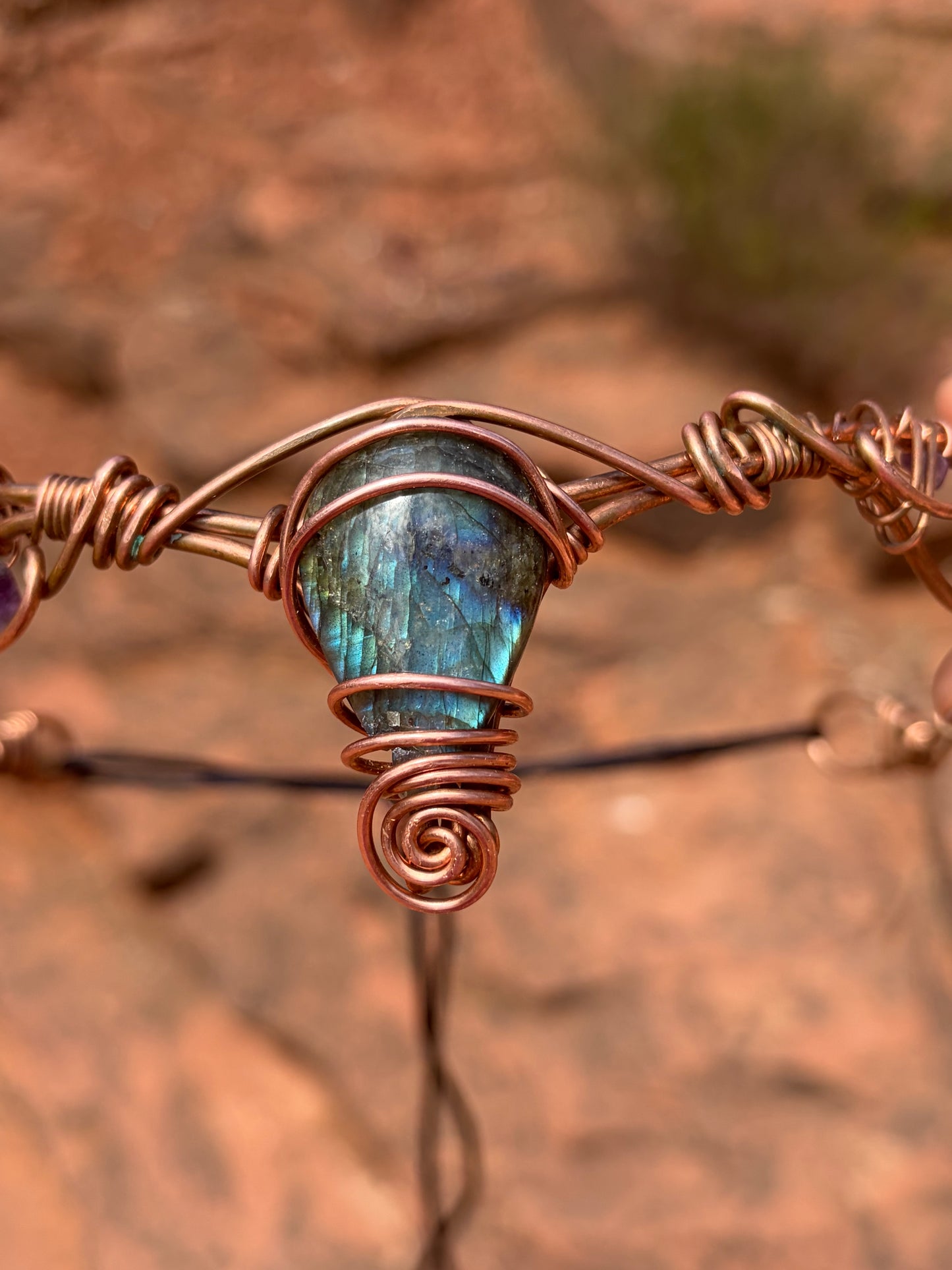 Copper labradorite Headpiece