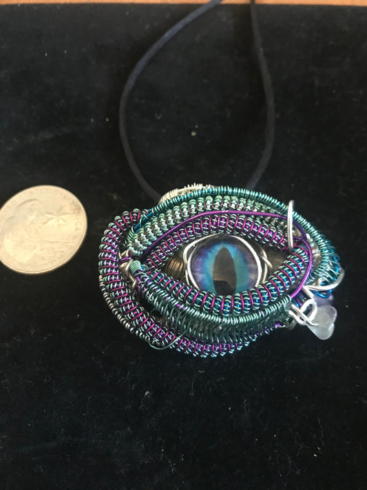 3rd eye wire wrapped gemstone amulet